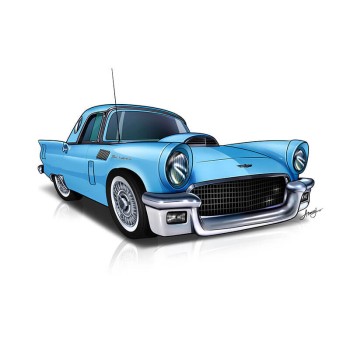 car caricature art of a vintage car