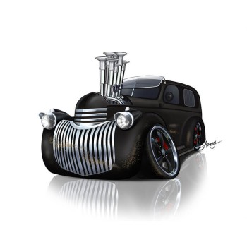 car caricature portrait of a hot rod car