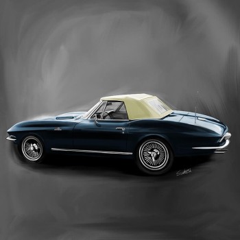 oil painting of a sportscar