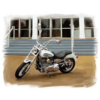 oil portrait painting of a motorcycle