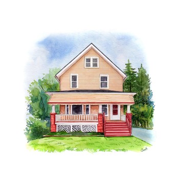 watercolor portrait of a house