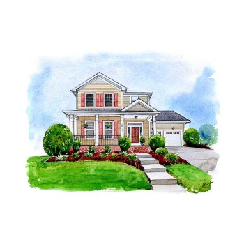 watercolor portrait of a house