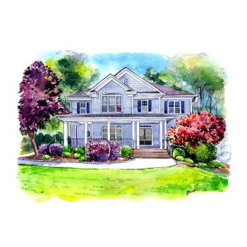 watercolor portrait of a house