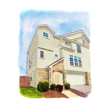 watercolor portrait of a townhouse