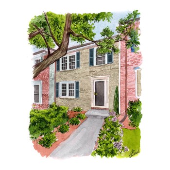 watercolor portrait of a townhouse