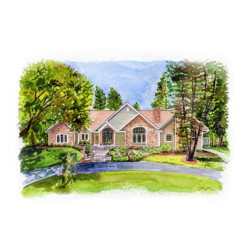 watercolor painting of a house