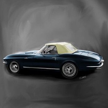 oil painting of a car