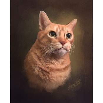 oil painting of a cat's head