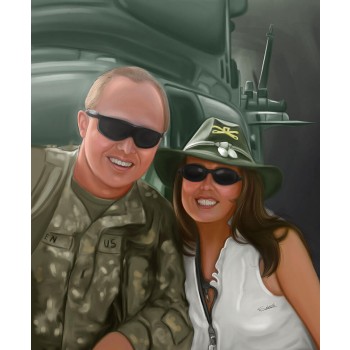 oil portrait of a military couple