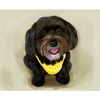 oil portrait of dog