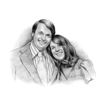 pencil sketch portrait of a couple