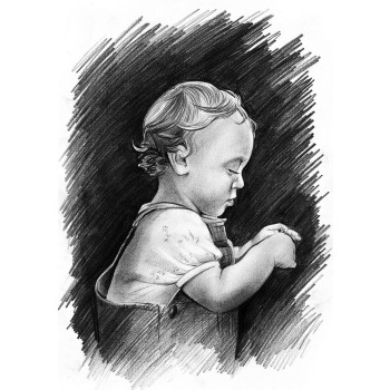 pencil sketch portrait of a toddler