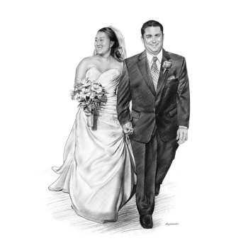 pencil sketch art of a wedding couple