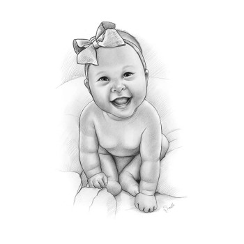 pencil sketch portrait of a baby girl