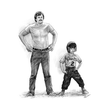 pencil sketch portrait of a man with a boy