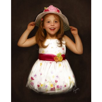 oil portrait of a girl in a hat