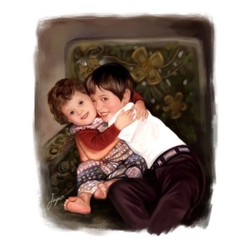 oil portrait artwork of 2 boys