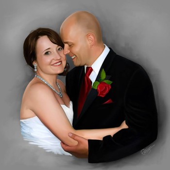 oil painting of a wedding couple