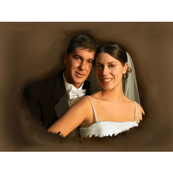 oil painting art of a wedding couple