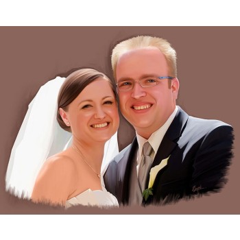oil portrait painting of a wedding couple