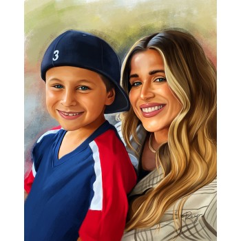 oil portrait artwork of a woman and a boy