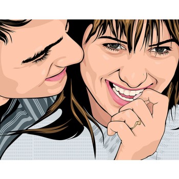 pop art of a couple with close-up of faces