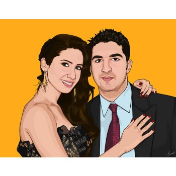 pop art painting of a couple 