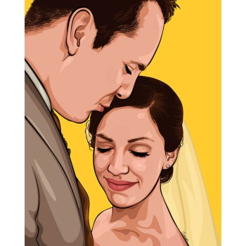 pop art painting of a wedding couple