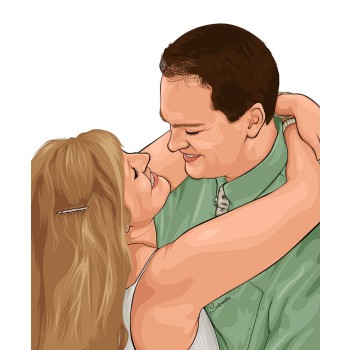 pop art drawing of a couple hugging