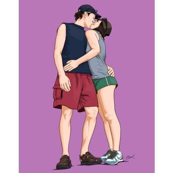 pop art image of a couple kissing