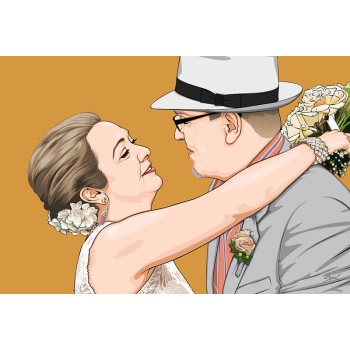 pop art painting of a wedding couple