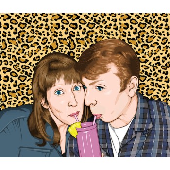 pop art painting of a couple