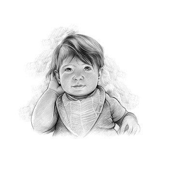 pencil sketch portrait of a baby