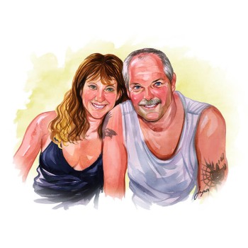 watercolor portrait artwork of a couple