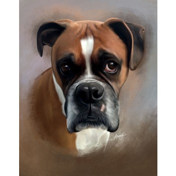 oil portrait painting of a dog's face