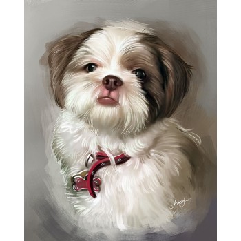 oil portrait of a dog's face