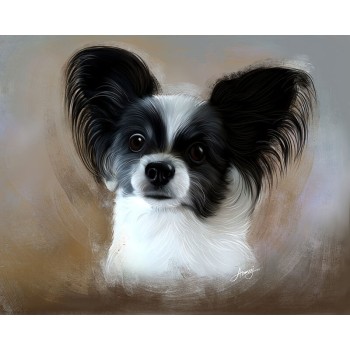 oil portrait close-up of a dog