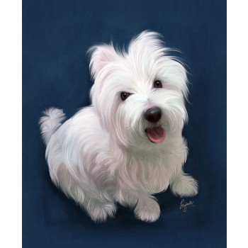 oil portrait artwork of a sitting dog