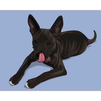 pop art portrait of a dog laying down