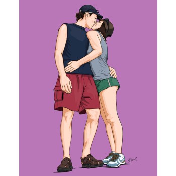 pop art painting of a couple
