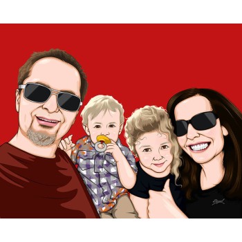 pop art portrait of a family