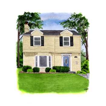 watercolor portrait of a house