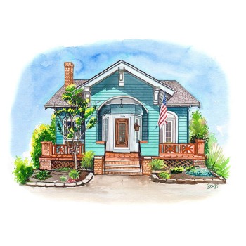 watercolor portrait of a house