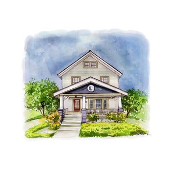 watercolor portrait of a house