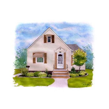 watercolor portrait of a house